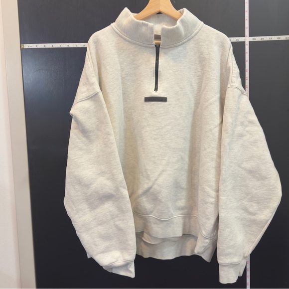 ESSENTIALS Cream Zip-Up Sweater - Picture 2 of 6